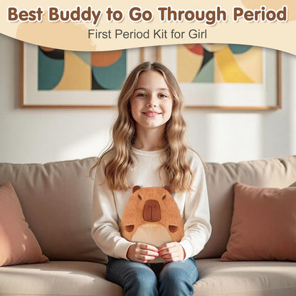 7.8" x 10.6", 1.2 lb Capybara Microwavable Heating Pad for Belly, Neck & Shoulders, Removable Plush Cover, Unscented Natural Fill, Adorable Surprise Present