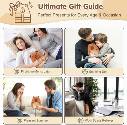 7.8" x 10.6", 1.2 lb Capybara Microwavable Heating Pad for Belly, Neck & Shoulders, Removable Plush Cover, Unscented Natural Fill, Adorable Surprise Present