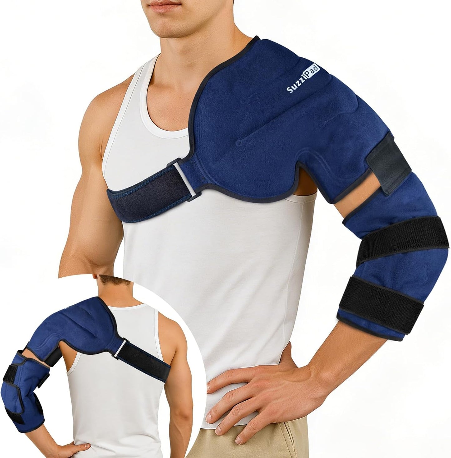 SuzziPad Shoulder Ice Pack for Rotator Cuff & Arm, Adjustable Elbow Ice Sleeve for Pitchers, Reusable Compression for Discomfort & Muscle Relaxation