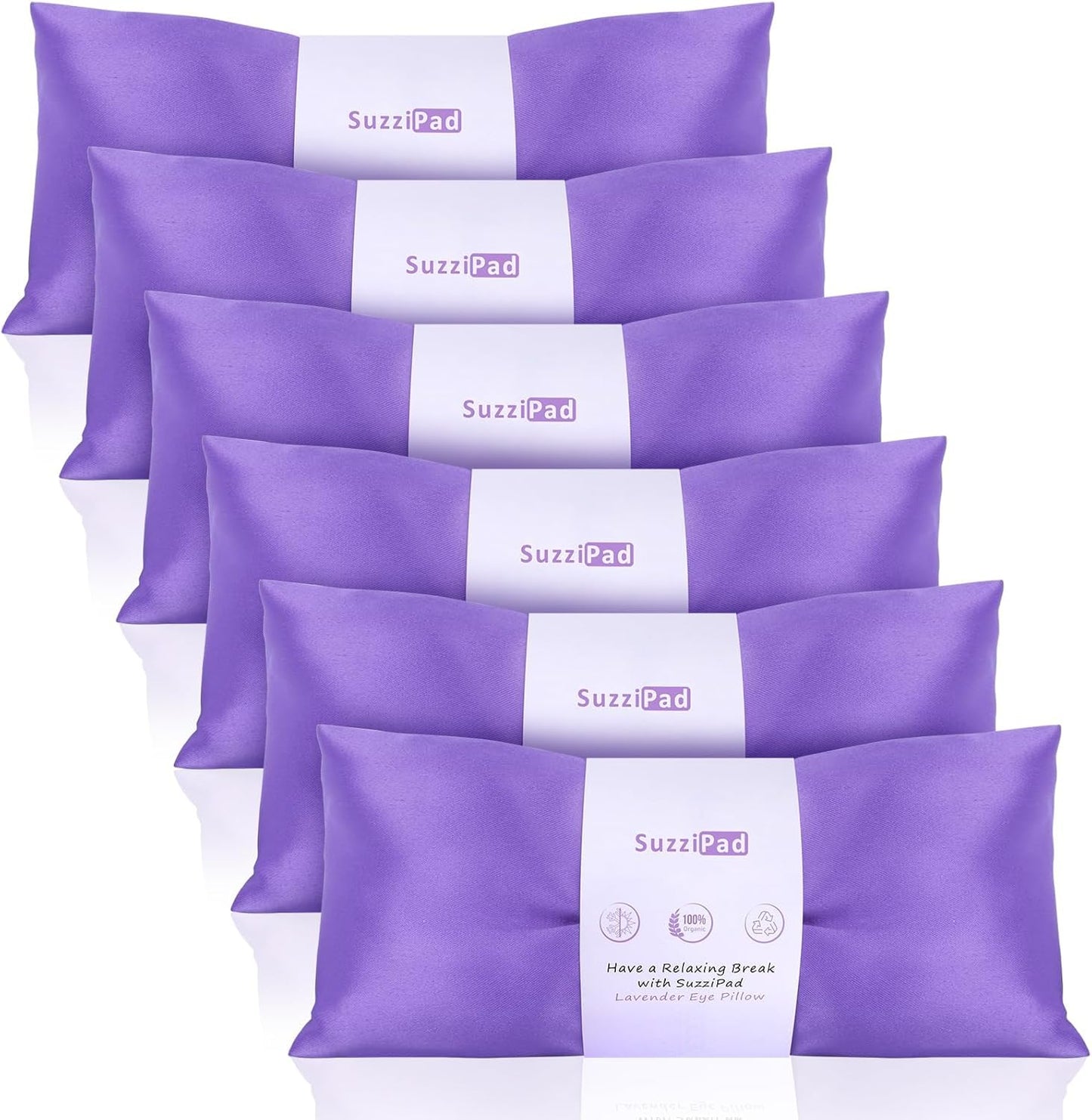 SuzziPad Lavender Weighted Eye Pillows for Relaxation with Aromatherapy, Hot & Cold Therapy Compress for Dry Eyes, Yoga Meditation Pillow,  4/6 Packs