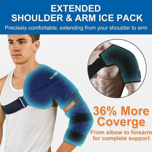 SuzziPad Shoulder Ice Pack for Rotator Cuff & Arm, Adjustable Elbow Ice Sleeve for Pitchers, Reusable Compression for Discomfort & Muscle Relaxation