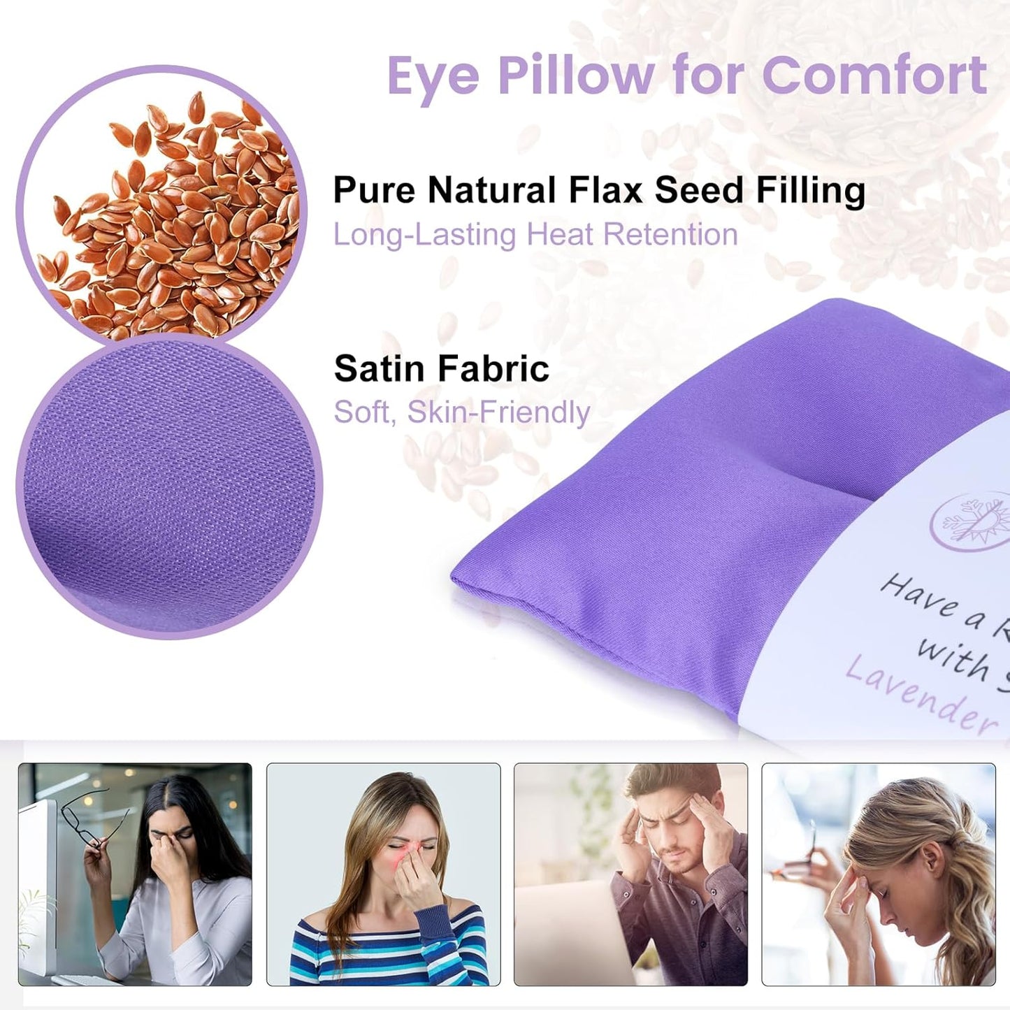 SuzziPad Lavender Weighted Eye Pillows for Relaxation with Aromatherapy, Hot & Cold Therapy Compress for Dry Eyes, Yoga Meditation Pillow,  4/6 Packs