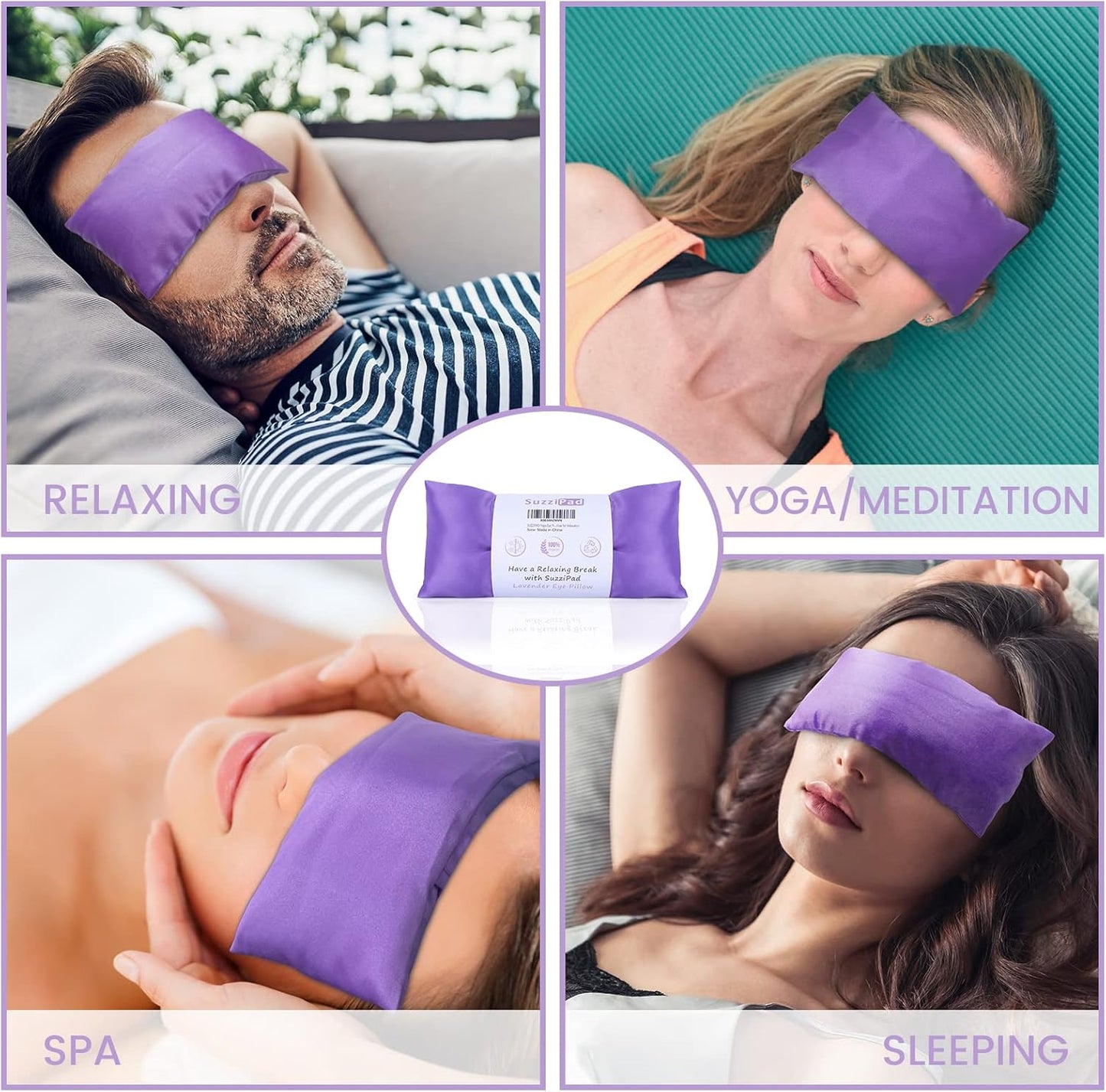 SuzziPad Lavender Weighted Eye Pillows for Relaxation with Aromatherapy, Hot & Cold Therapy Compress for Dry Eyes, Yoga Meditation Pillow,  4/6 Packs
