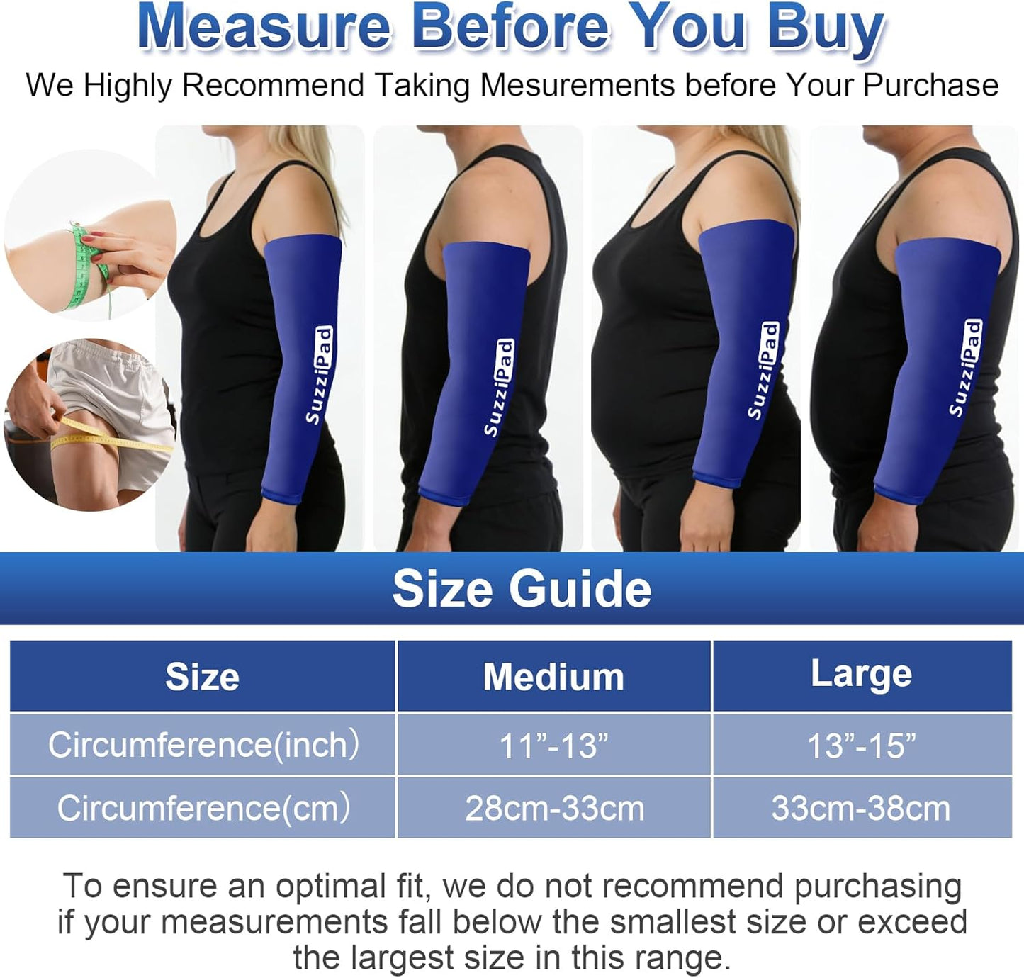 SUZZIPAD Extended-Length Elbow Ice Pack for Pitchers, Flexible Arm ice pack Sleeve, 360° Reusable Gel Wrap for Upper Arm, Wrist, Shin Splint, Tendonitis and Golfers Relief
