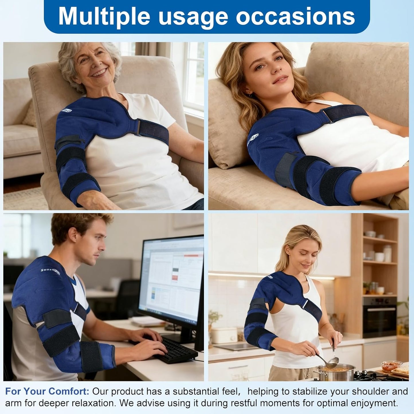 SuzziPad Shoulder Ice Pack for Rotator Cuff & Arm, Adjustable Elbow Ice Sleeve for Pitchers, Reusable Compression for Discomfort & Muscle Relaxation