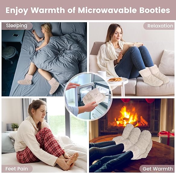 SUZZIPAD Microwavable Foot Booties for Achilles Tendinitis, Feet Warmers for Aching Feet Relief