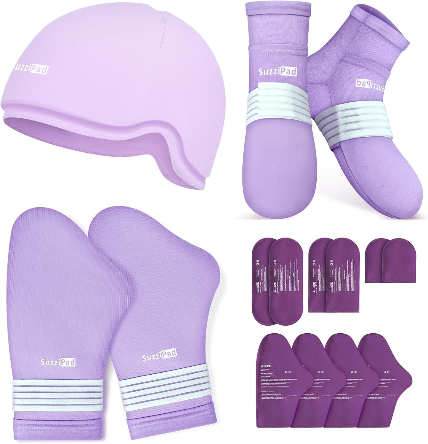 SuzziPad Chemo Care Package, Chemo Gloves and Socks for Neuropathy, Cold Caps for Chemotherapy