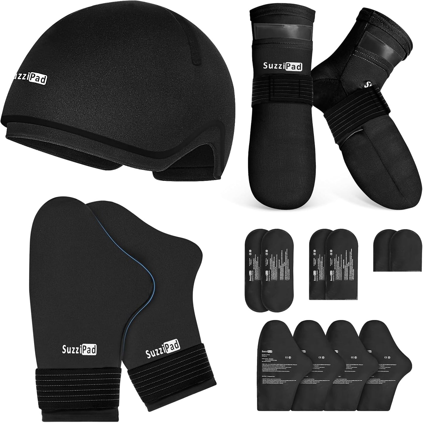 SuzziPad Chemo Care Package, Chemo Gloves and Socks for Neuropathy, Cold Caps for Chemotherapy