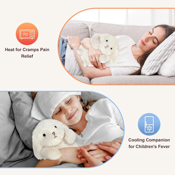 Bunny Stuffed Animal, Microwavable Stuffed Animal for Period Cramps Pain, Rabbit plush for Anxiety Relief