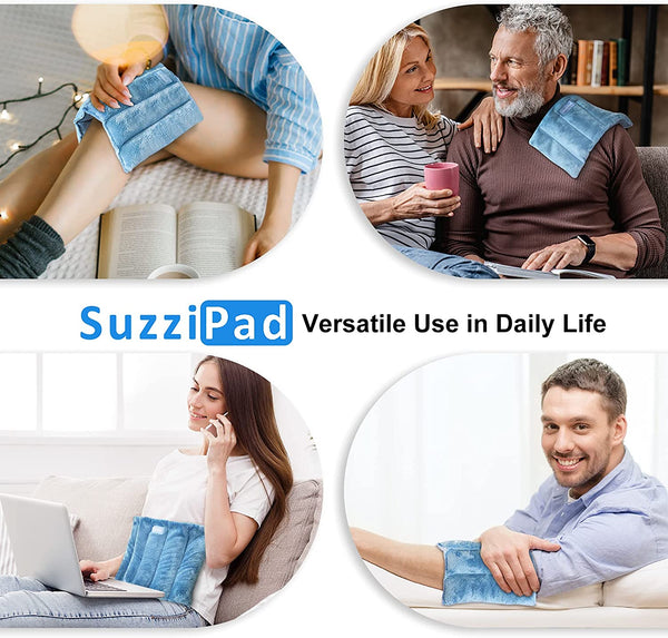 SuzziPad Microwave Heating Pad, 8 x 12” Reusable Moist Heating Pads for Cramps, Joint Pain Relief, Arthritis, Sore Muscle, Heat Pad for Shoulder, Knee, Abdominal and Back (Blue)
