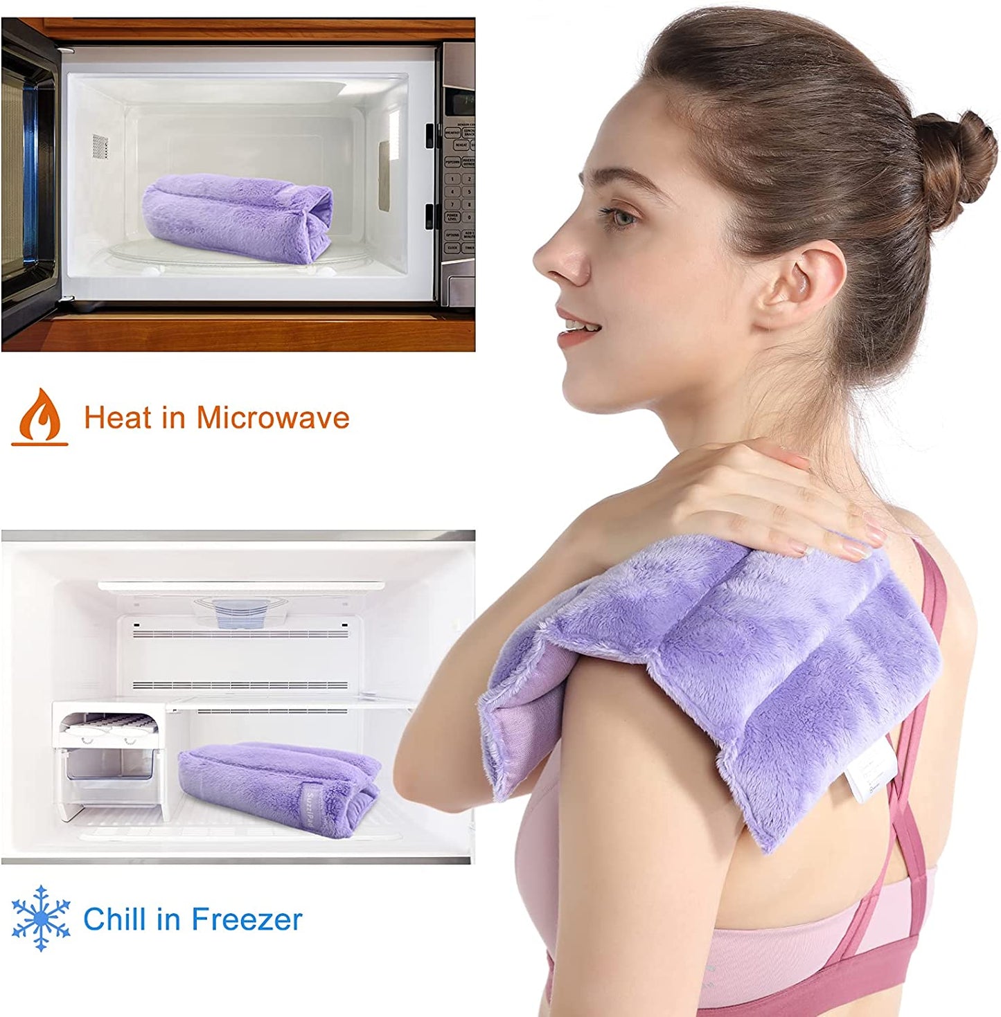 SuzziPad Heating pad Microwavable, 8 x 12" Reusable Heat Pads for Pain Relief, Moist Heating Pads for Cramps, Muscle Ache, Joints, Back Pain, Neck, Shoulder, Warmer Heat Pack (Purple)