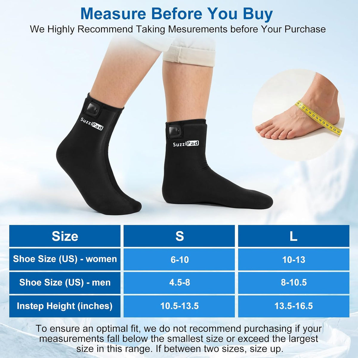 SuzziPad Cold Therapy Socks, Adjustable Ankle Ice Pack Wrap for Chemo