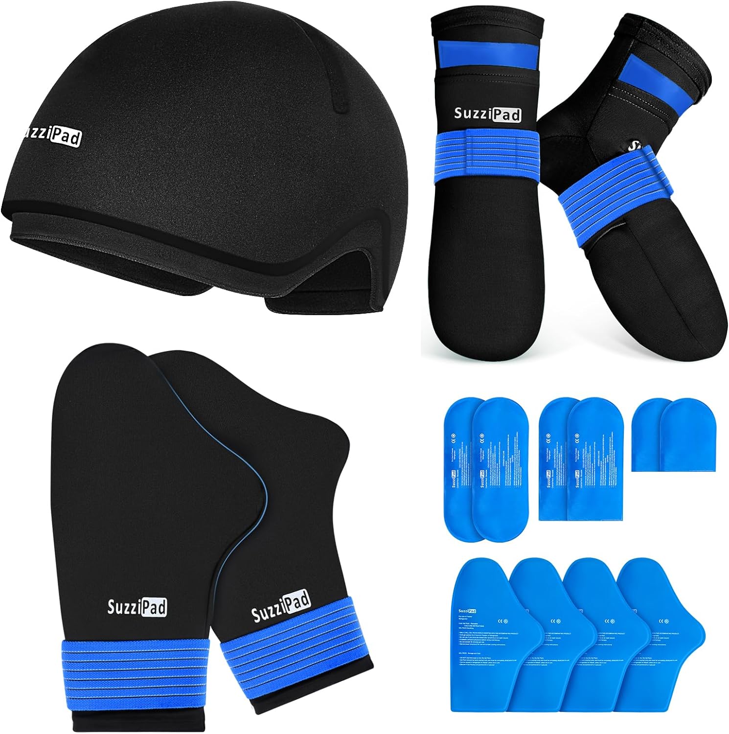 【使用済、美品】SuzziPad 保冷ミットとパッドセット SuzziPad Chemo Care Package, Chemo Gloves and Socks for Neuropathy, Co