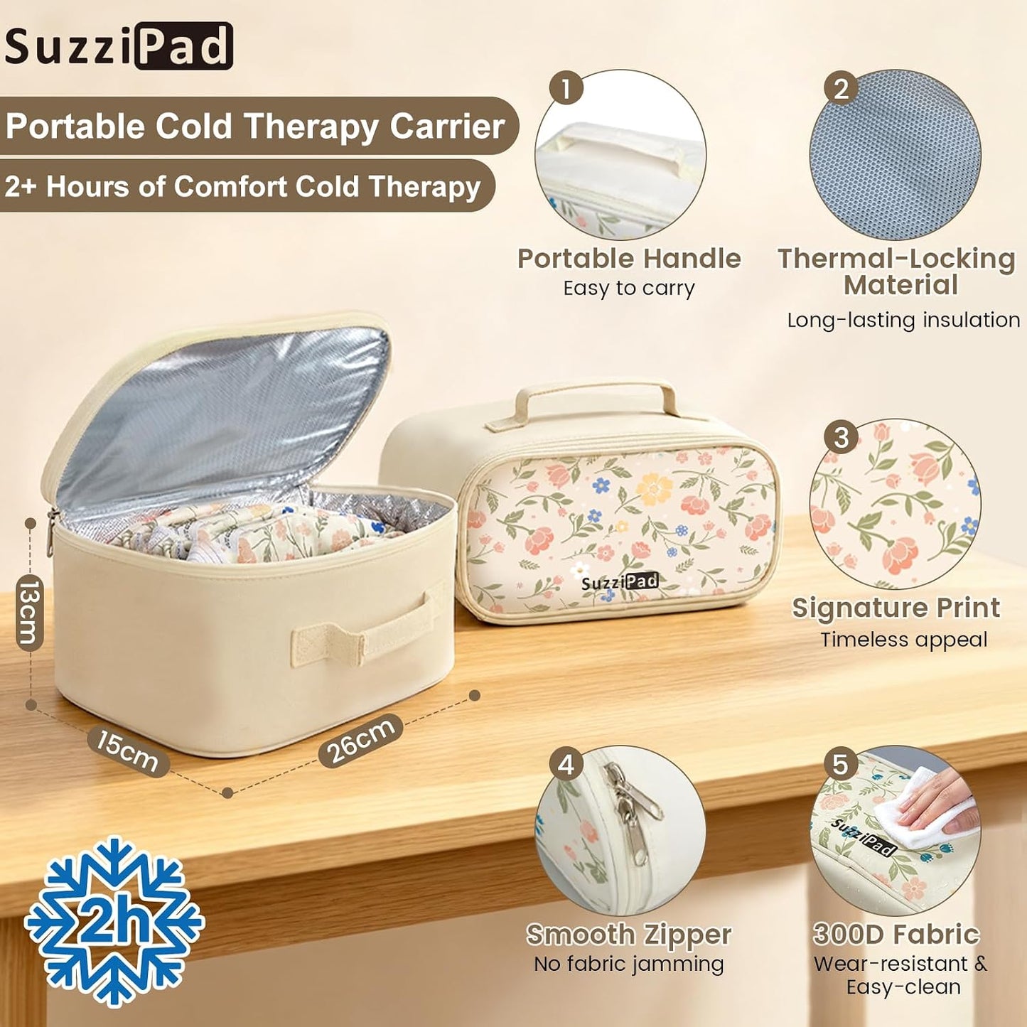 SuzziPad Chemo Gloves and Socks with Insulated Bag for Chemo Patients, Tired Achy Hands & Feet, Swelling Comfort, Chemotherapy Must Haves for Chemo Side Effects, Ditsy Floral