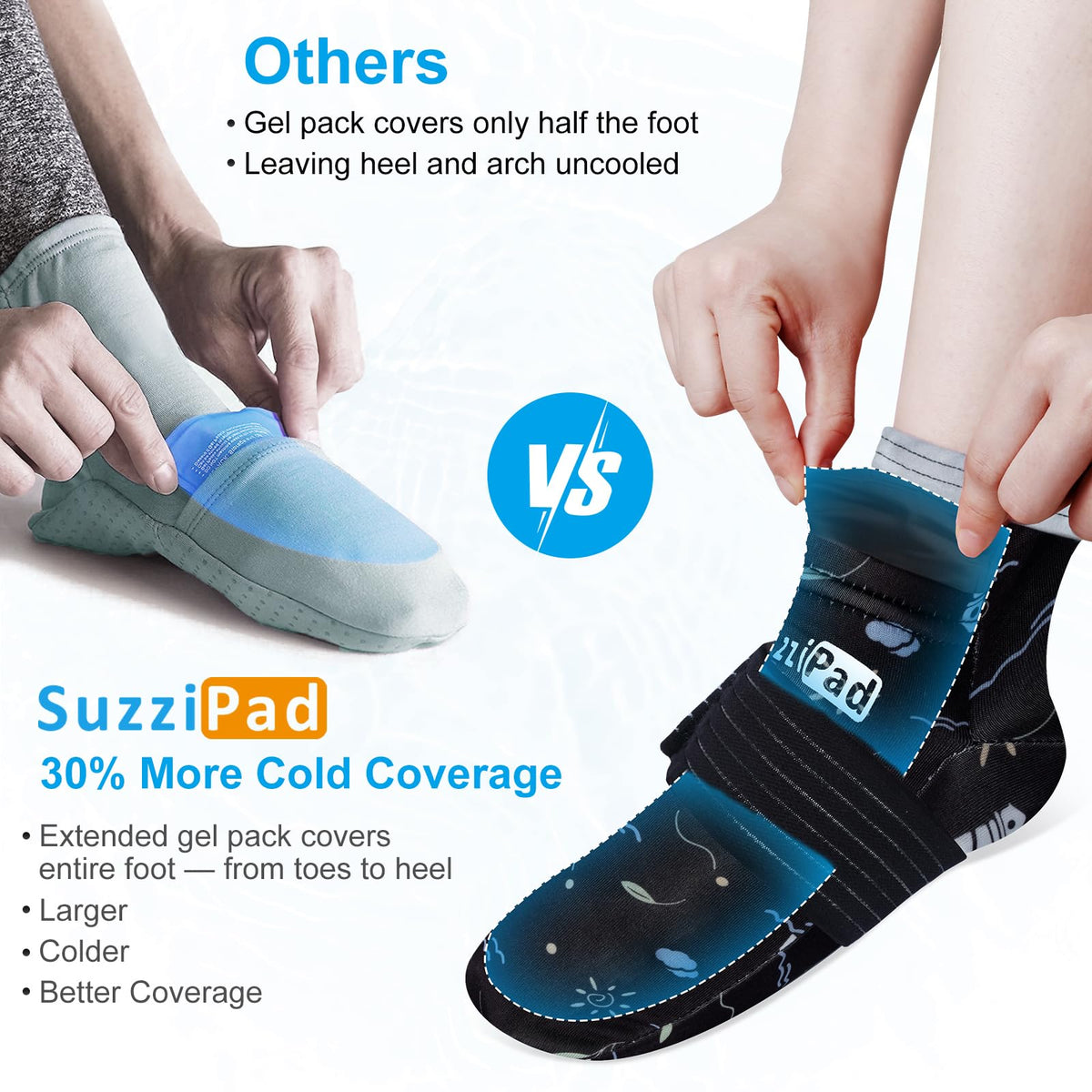 SuzziPad Cold Socks & Hands Ice Pack for Chemo, Allover Print, Black
