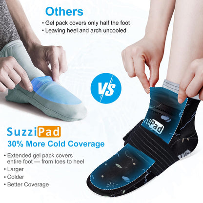 SuzziPad Cold Socks & Hands Ice Pack for Chemo, Allover Print, Black