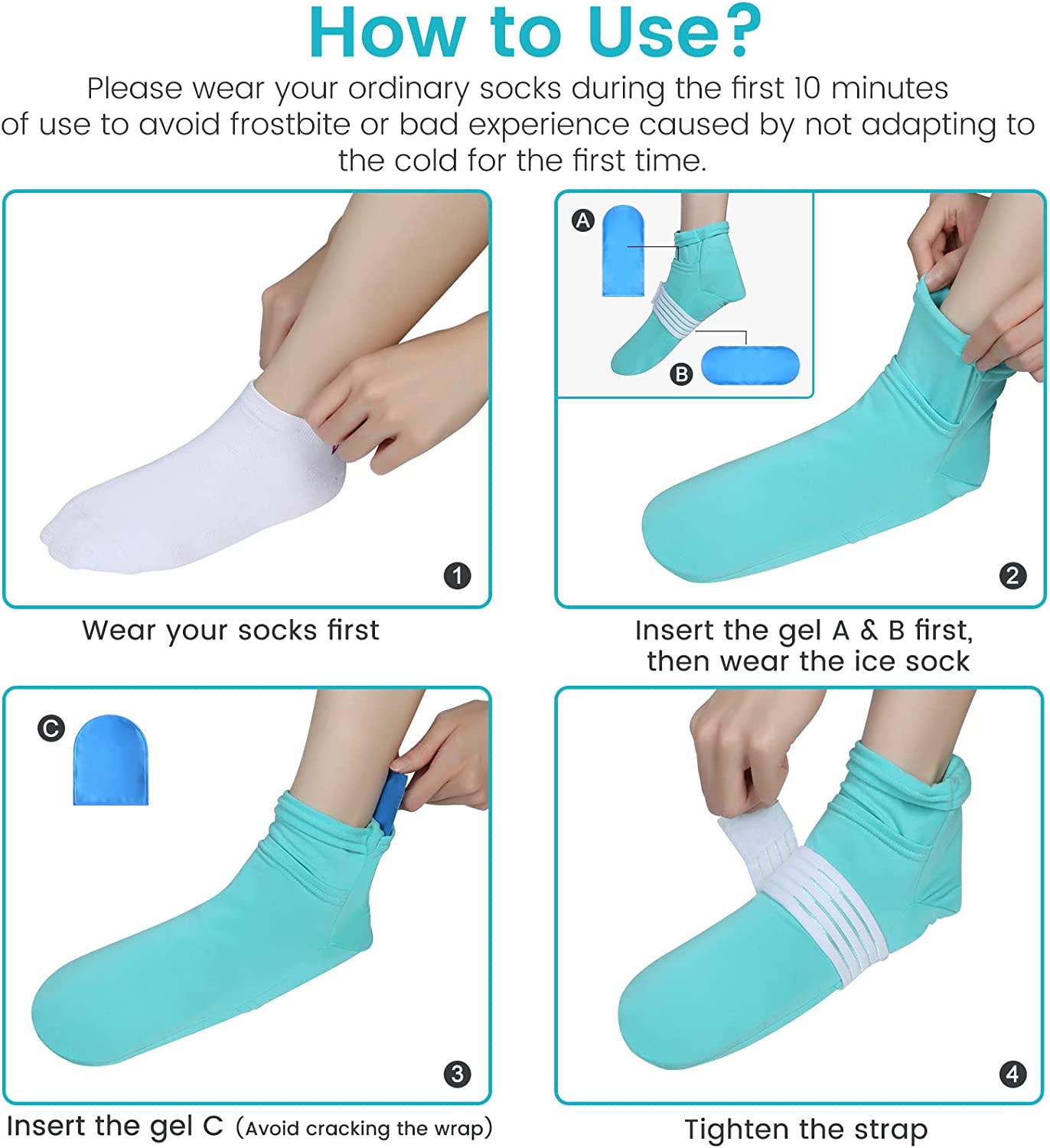SuzziPad Cold Therapy Socks with Reusable Gel ice Packs Achieve Reli