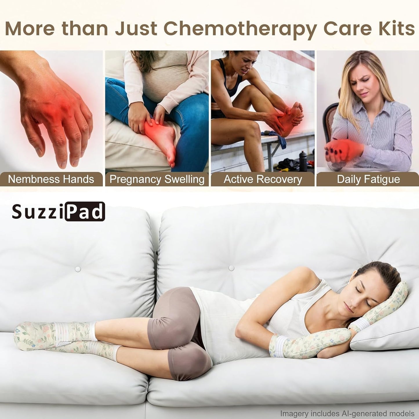 SuzziPad Chemo Gloves and Socks with Insulated Bag for Chemo Patients, Tired Achy Hands & Feet, Swelling Comfort, Chemotherapy Must Haves for Chemo Side Effects, Ditsy Floral