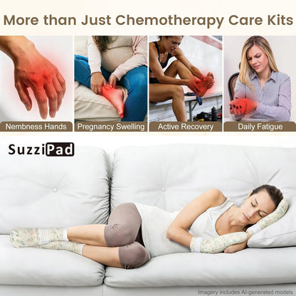 SuzziPad Chemo Gloves and Socks with Insulated Bag for Chemo Patients, Tired Achy Hands & Feet, Swelling Comfort, Chemotherapy Must Haves for Chemo Side Effects, Ditsy Floral