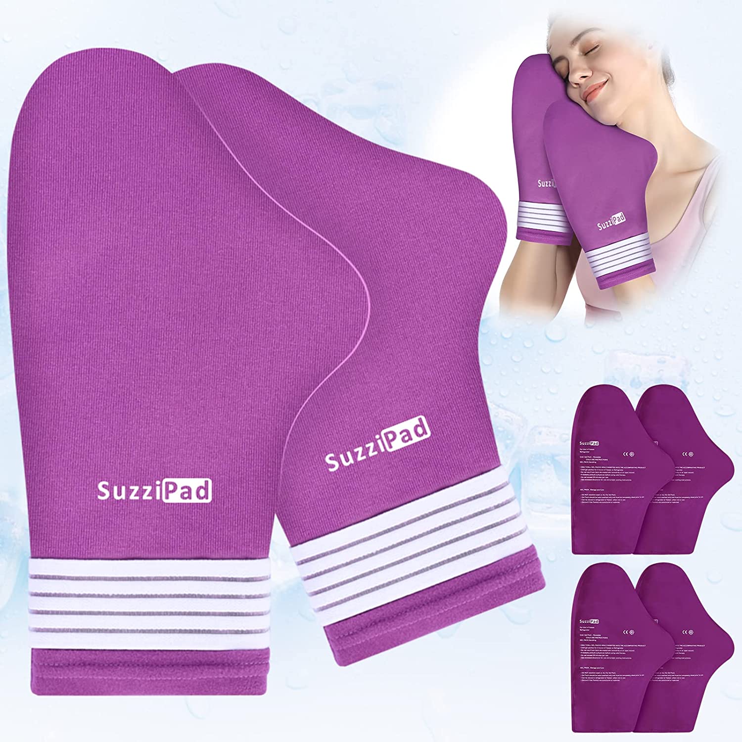 SuzziPad Cold Therapy Socks & Hand Ice Pack Cold Gloves for Chemothera