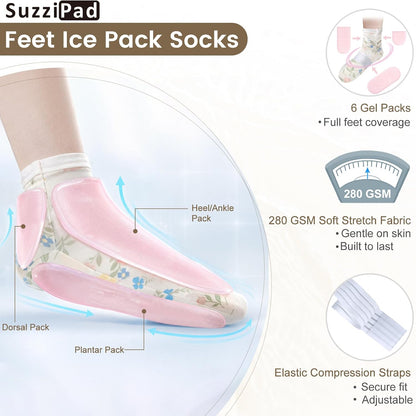 SuzziPad Chemo Gloves and Socks with Insulated Bag for Chemo Patients, Tired Achy Hands & Feet, Swelling Comfort, Chemotherapy Must Haves for Chemo Side Effects, Ditsy Floral