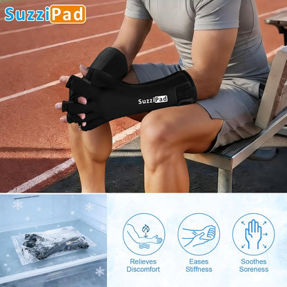 SuzziPad 2PK Hand Ice Pack for Fingers & Forearm, Extended Length Reusable Cold Wrap for Wrist, Post-Workout, Tendonitis