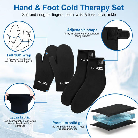 SuzziPad Cold Therapy Socks & Gloves for Chemo, Neuropathy & Arthritis