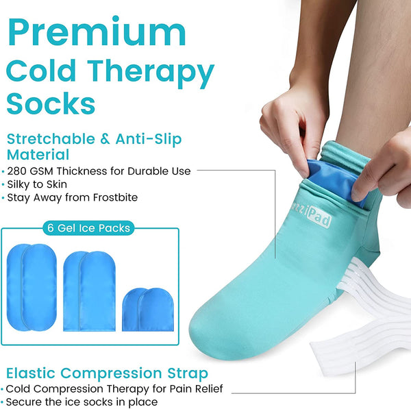 SuzziPad Cold Therapy Socks with Reusable Gel ice Packs Achieve Reli
