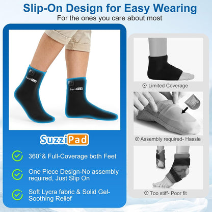 SuzziPad Cold Therapy Socks, Adjustable Ankle Ice Pack Wrap for Chemo