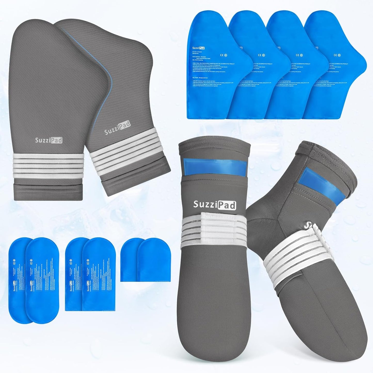 SuzziPad Cold Therapy Socks & Hand Ice Pack Cold Gloves