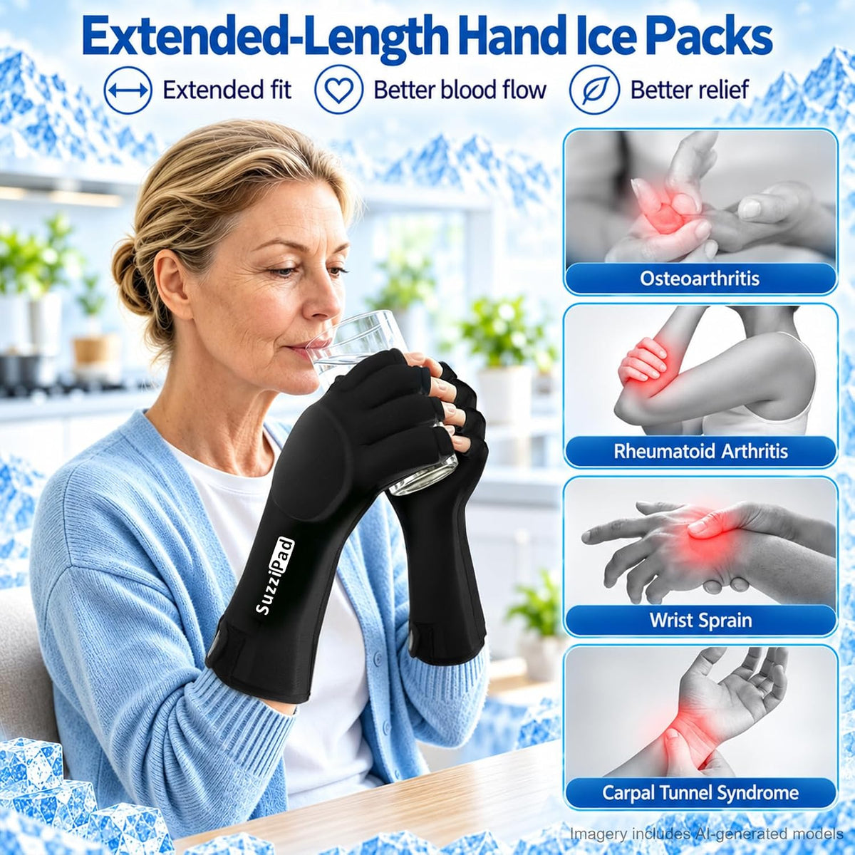 Cold Wrap with Adjustable Strap for Wrist