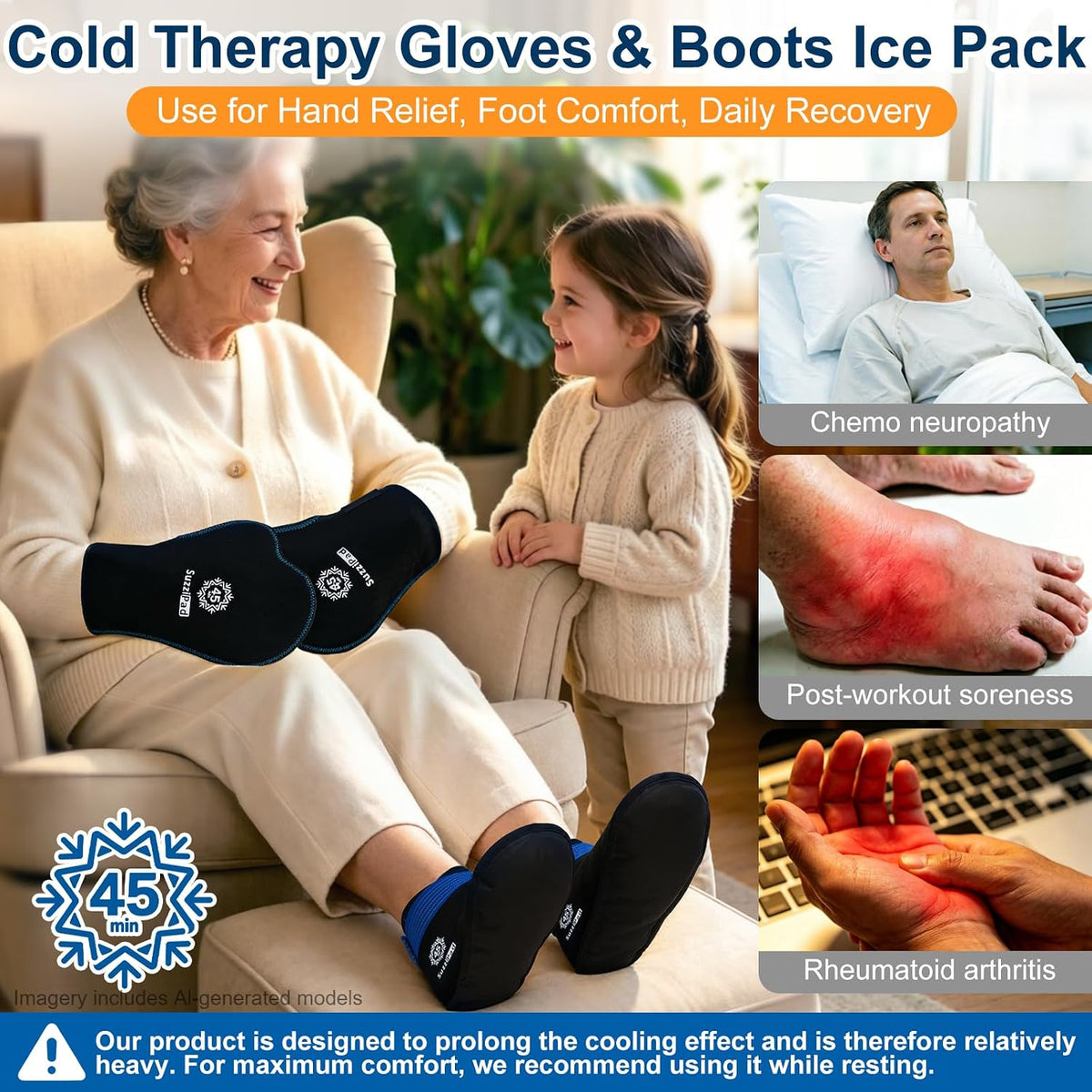 SuzziPad 45mins Cold Therapy Gloves & Boots for Chemotherapy Must Haves