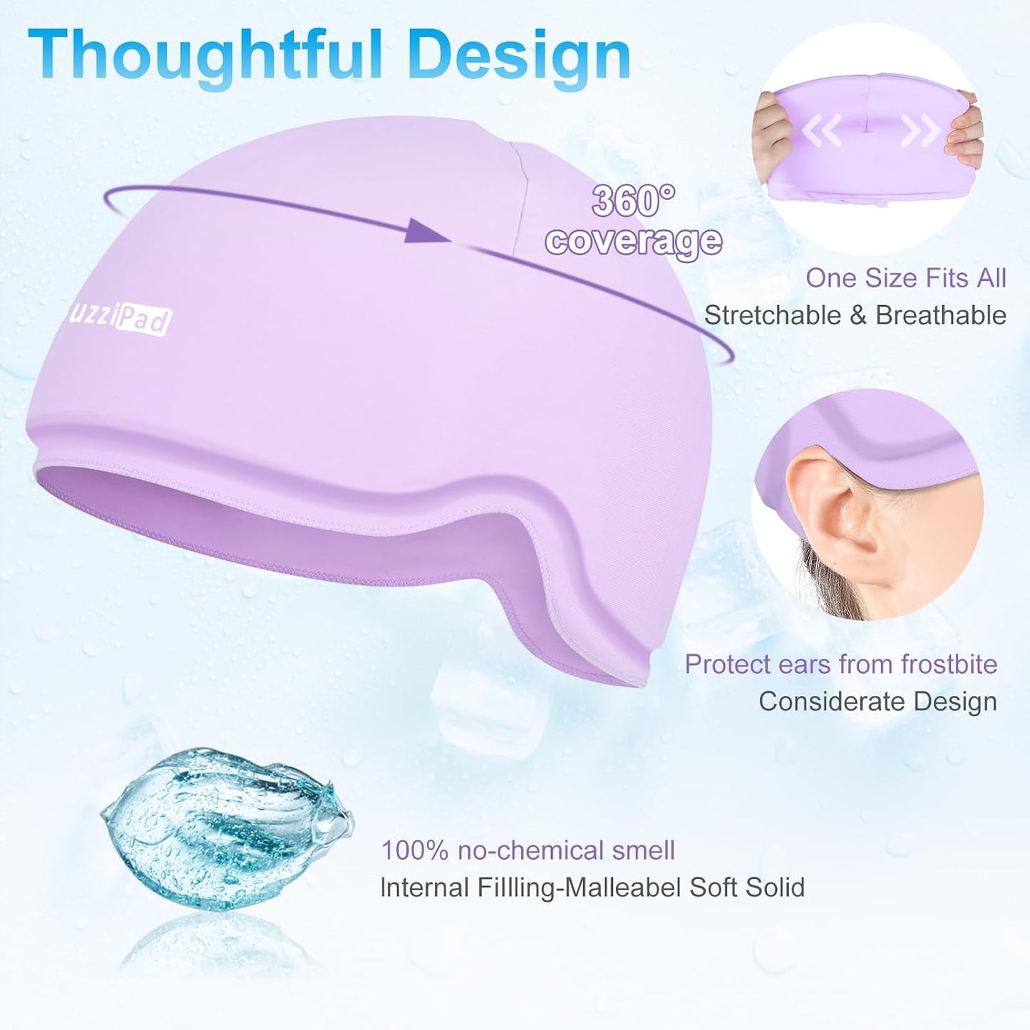SuzziPad Cold Cap for Chemotherapy Patients, Migraine Relief Cap, Headache Ice Pack