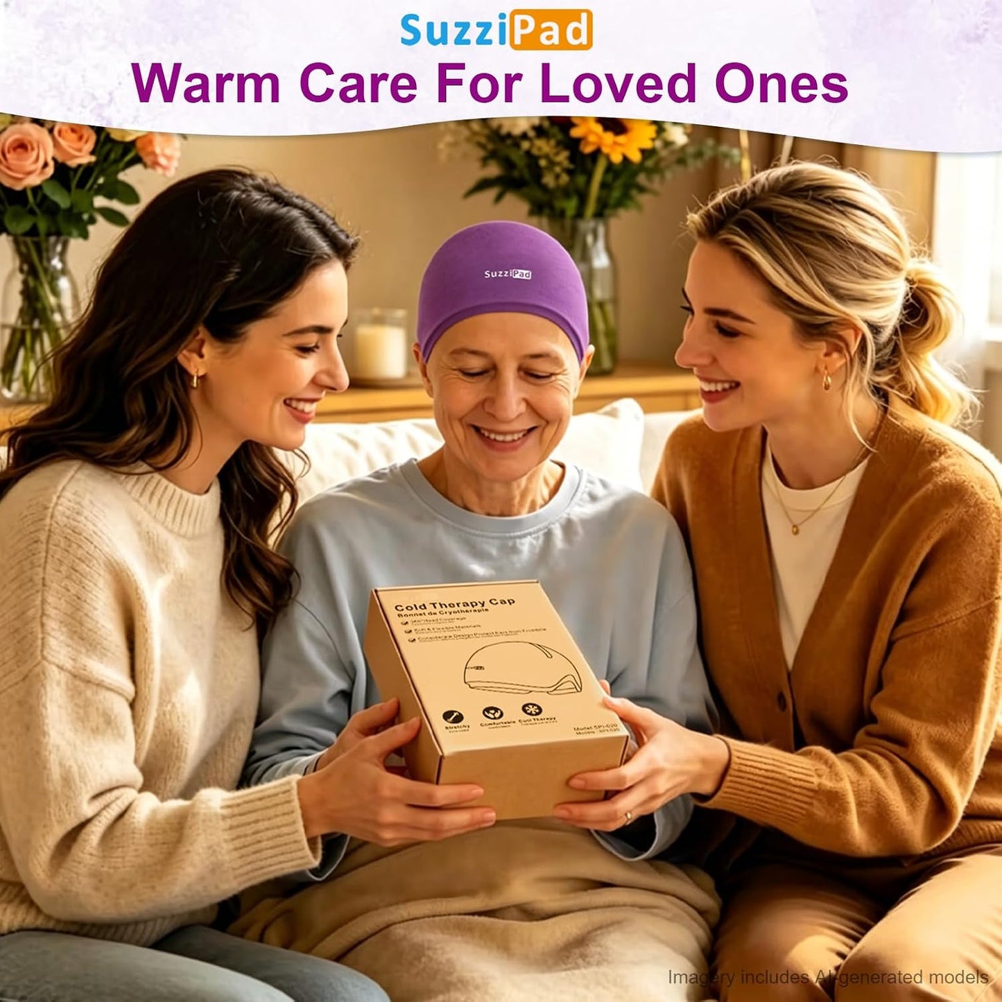 SuzziPad Cold Cap for Chemotherapy Patients, Migraine Relief Cap, Headache Ice Pack
