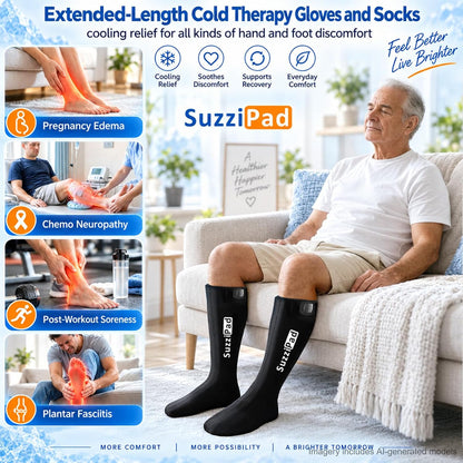 SuzziPad Extended-Length Cold Therapy Socks for Chemo & Foot Discomfort