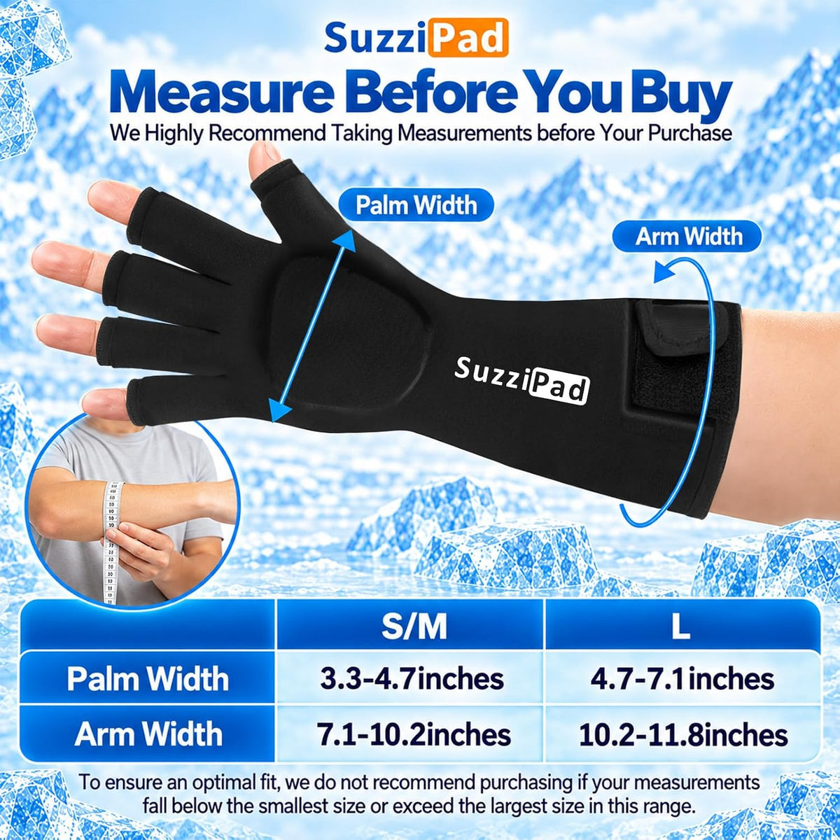 SuzziPad 2PK Extended Dual-Gel Hand Ice Pack, Arthritis & Carpal Tunnel