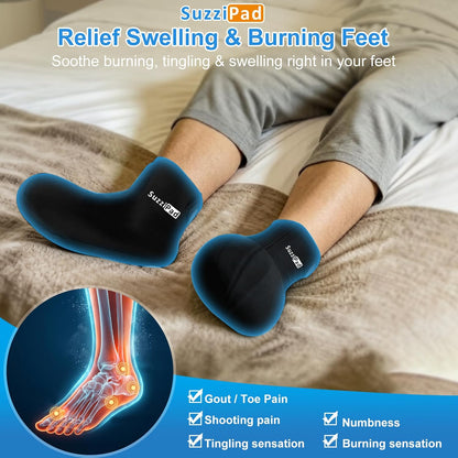 SuzziPad Cold Therapy Socks, Adjustable Ankle Ice Pack Wrap for Chemo