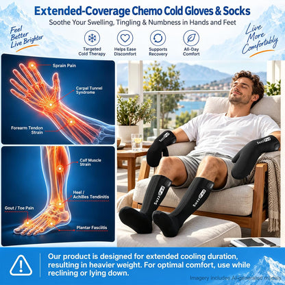 SuzziPad Extended Cold Therapy Socks & Hand Ice Pack for Chemotherapy