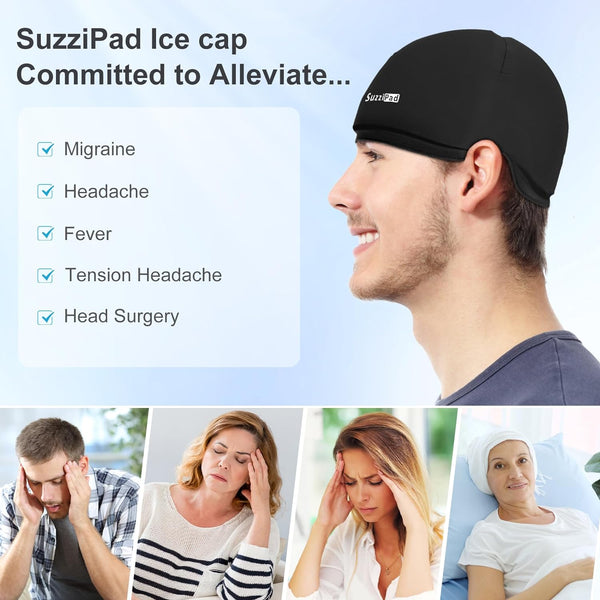 SuzziPad Cold Cap for Chemotherapy Patients, Migraine Relief Cap, Headache Ice Pack, Ice Cap for Chemo, Ice Hats for Migraines