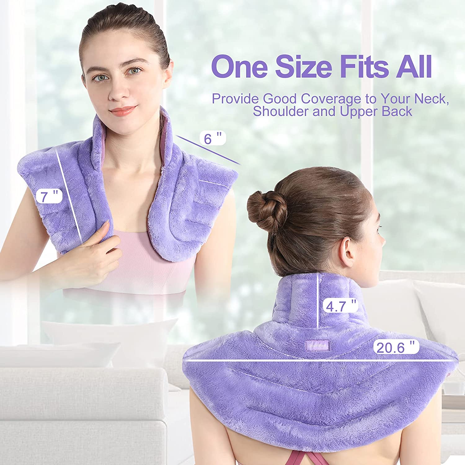 Products SuzziPad Microwave Heating Pad for Neck and Shoulders, Weighted Neck and Shoulder Wrap for Pain Relief and Spasm,