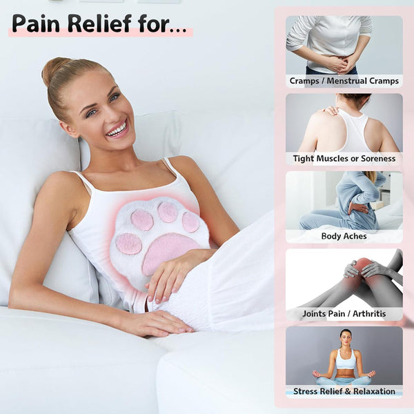 SuzziPad Cute Microwave Heating Pads for Cramps & Period Pain Relief, Weighted Stuffed Animals for Anxiety & Cuddle; Stress Relief Gifts for Women & Girls; Moist Heat Pack with Washable Cover, Cat