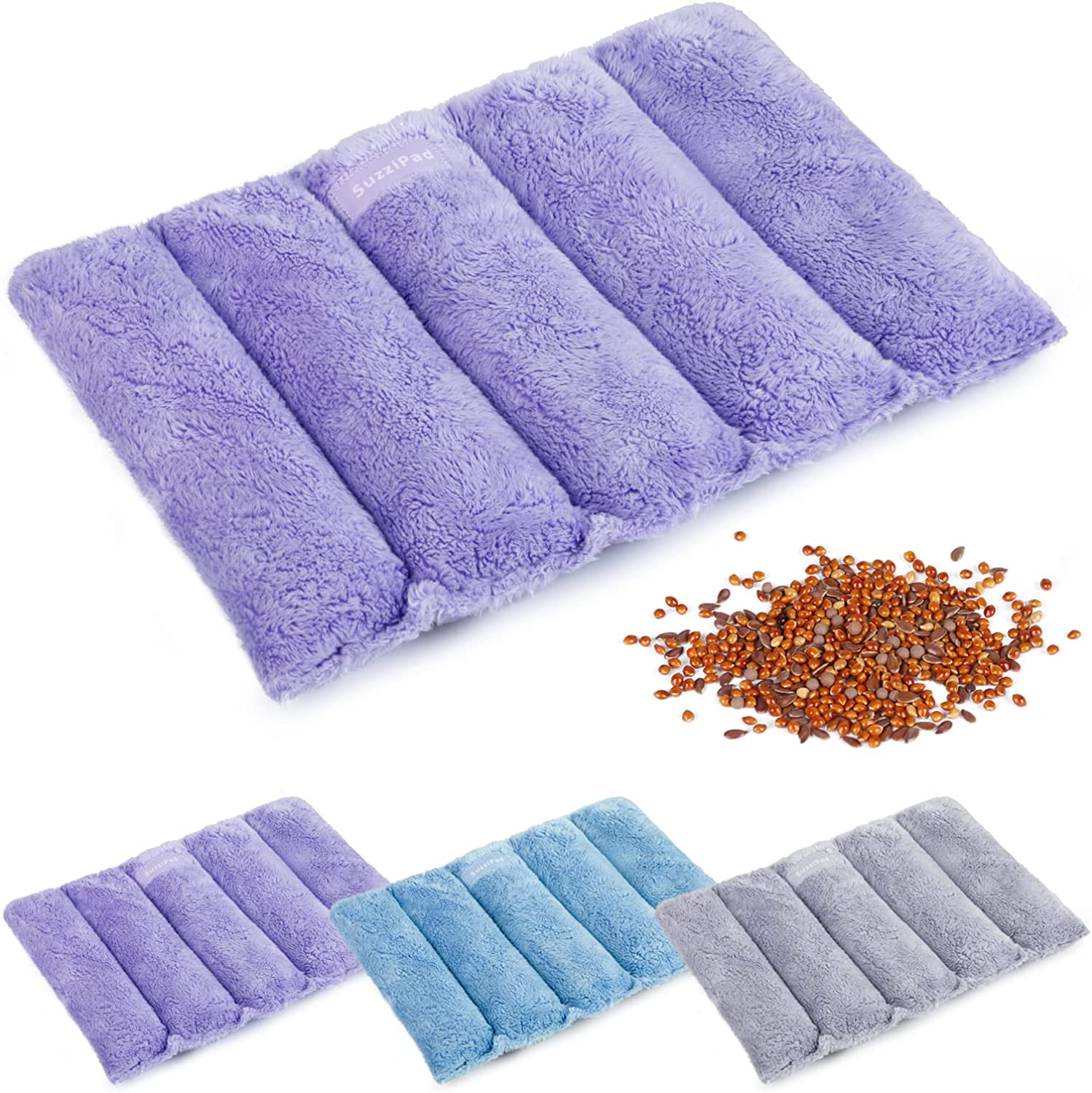 SuzziPad Heating pad Microwavable, 8 x 12" Reusable Heat Pads for Pain Relief, Moist Heating Pads for Cramps, Muscle Ache, Joints, Back Pain, Neck, Shoulder, Warmer Heat Pack (Purple)