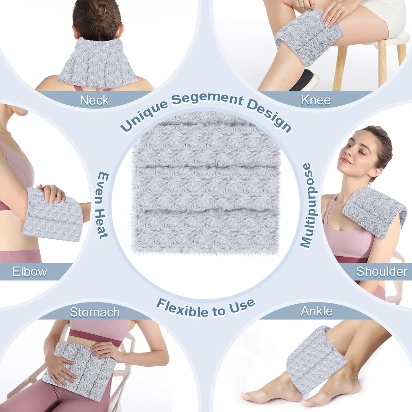 SuzziPad 6.5 x 12" Microwavable Heating pad for Pain Relief, Moist Heating Pads for Cramps, Muscle Ache, Joints, Back Pain, Neck, Shoulder