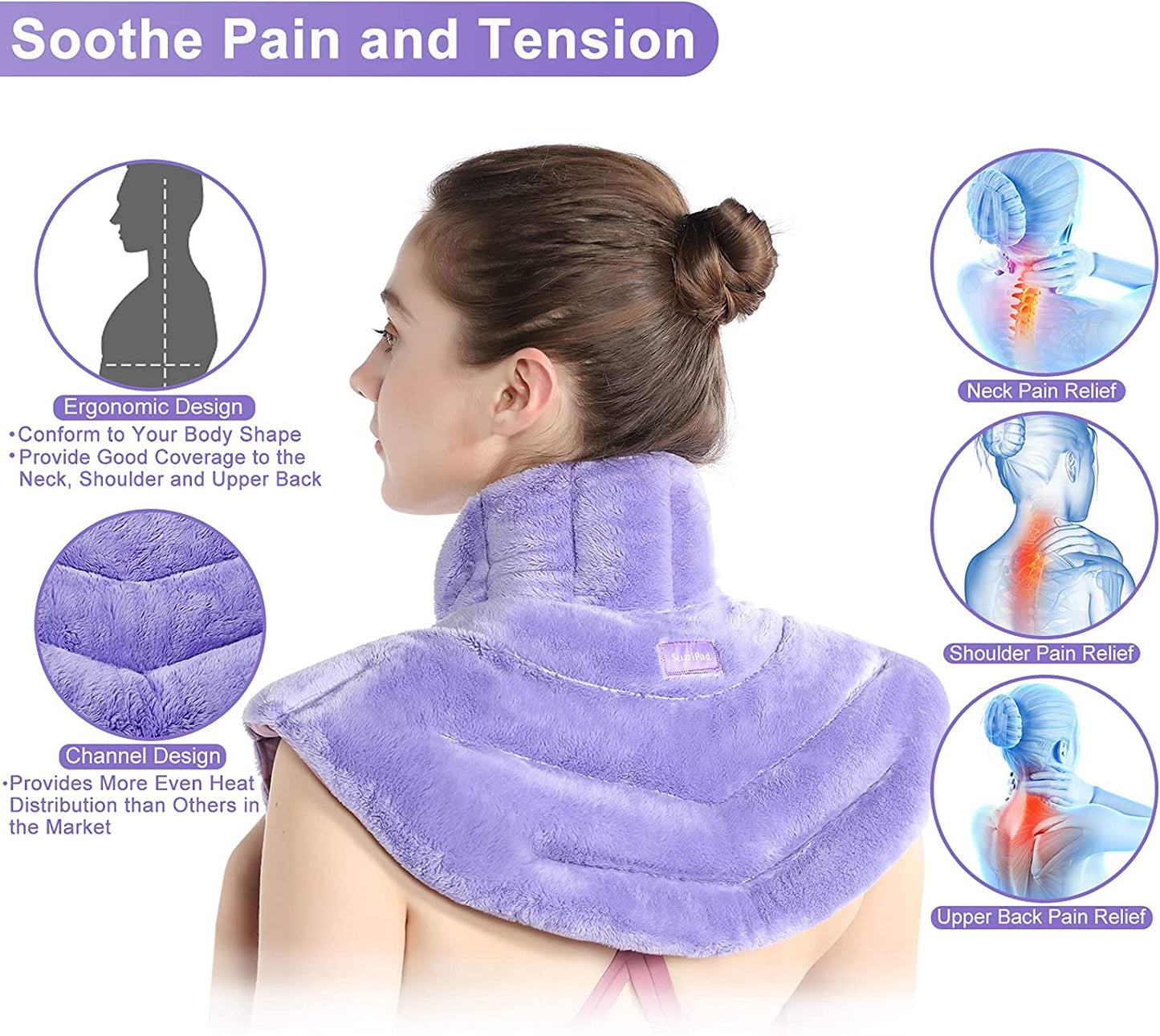 Products SuzziPad Microwave Heating Pad for Neck and Shoulders, Weighted Neck and Shoulder Wrap for Pain Relief and Spasm,