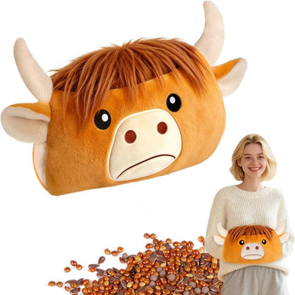 SuzziPad Highland Cow Microwavable Hand Muff for Muscle Tension & Cold Day