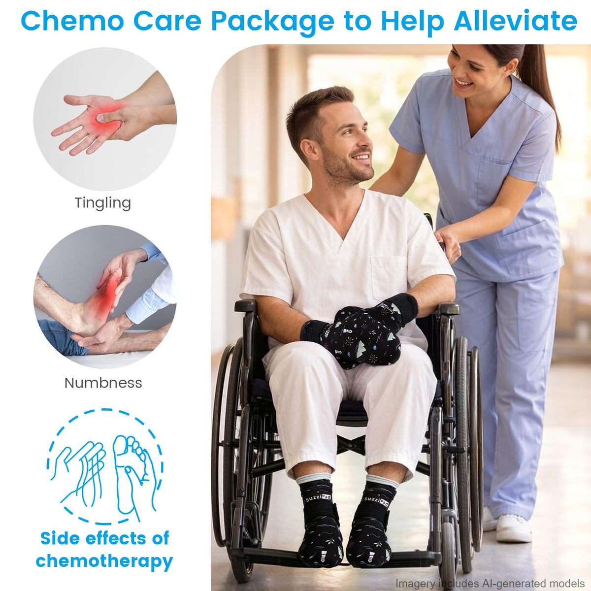 SuzziPad Cold Socks & Hands Ice Pack for Chemo, Allover Print