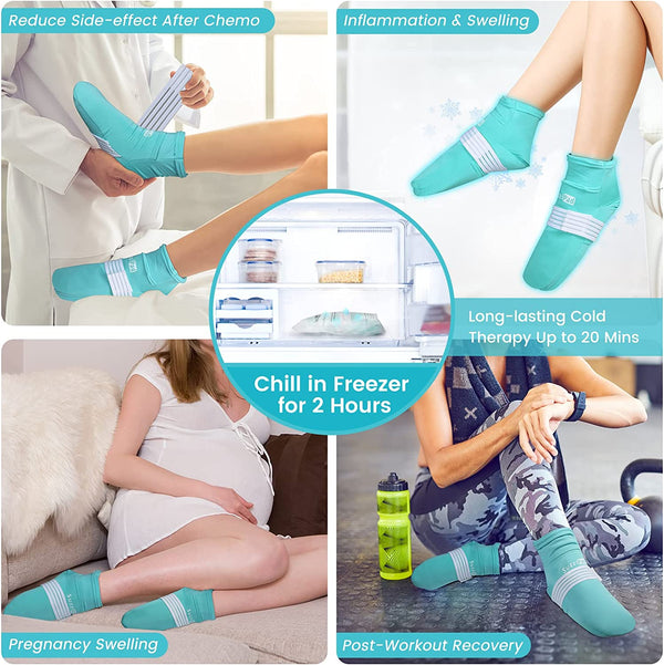 SuzziPad Cold Therapy Socks with Reusable Gel ice Packs Achieve Reli