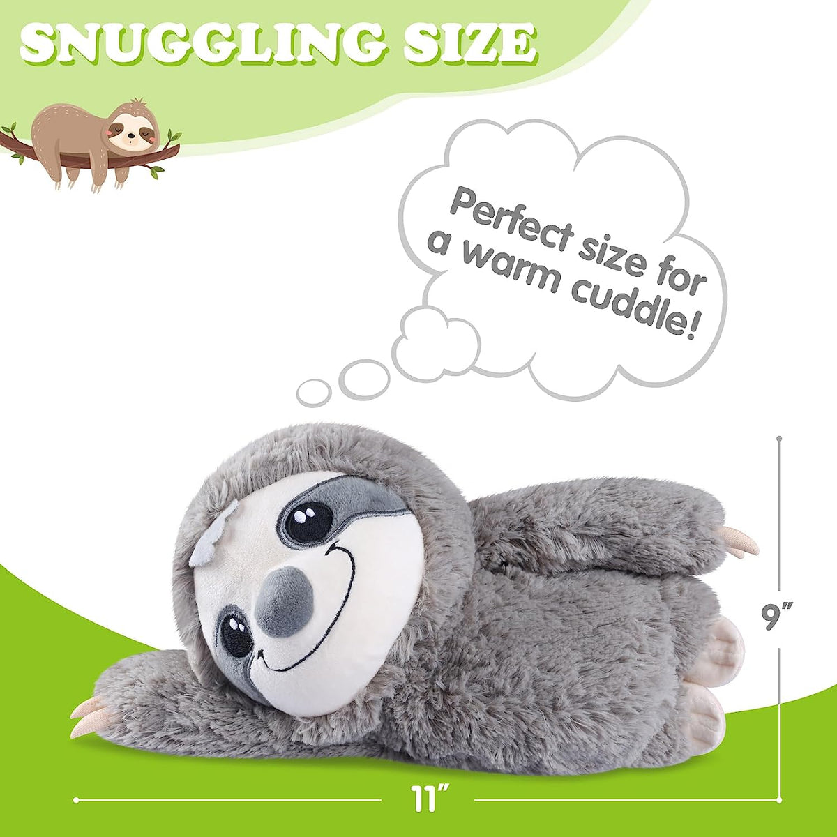 SuzziPad Microwavable Stuffed Animals, Sloth Heating Pads for Cramps