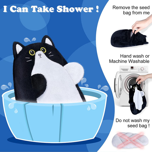 SuzziPad Cute Microwave Heating Pads for Cramps & Period Pain Relief, Weighted Stuffed Animals for Anxiety & Cuddle; Stress Relief Gifts for Women & Girls; Moist Heat Pack with Washable Cover, Cat