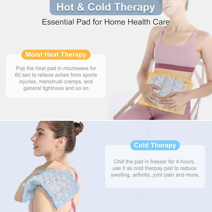 SuzziPad 6.5 x 12" Microwavable Heating pad for Pain Relief, Moist Heating Pads for Cramps, Muscle Ache, Joints, Back Pain, Neck, Shoulder